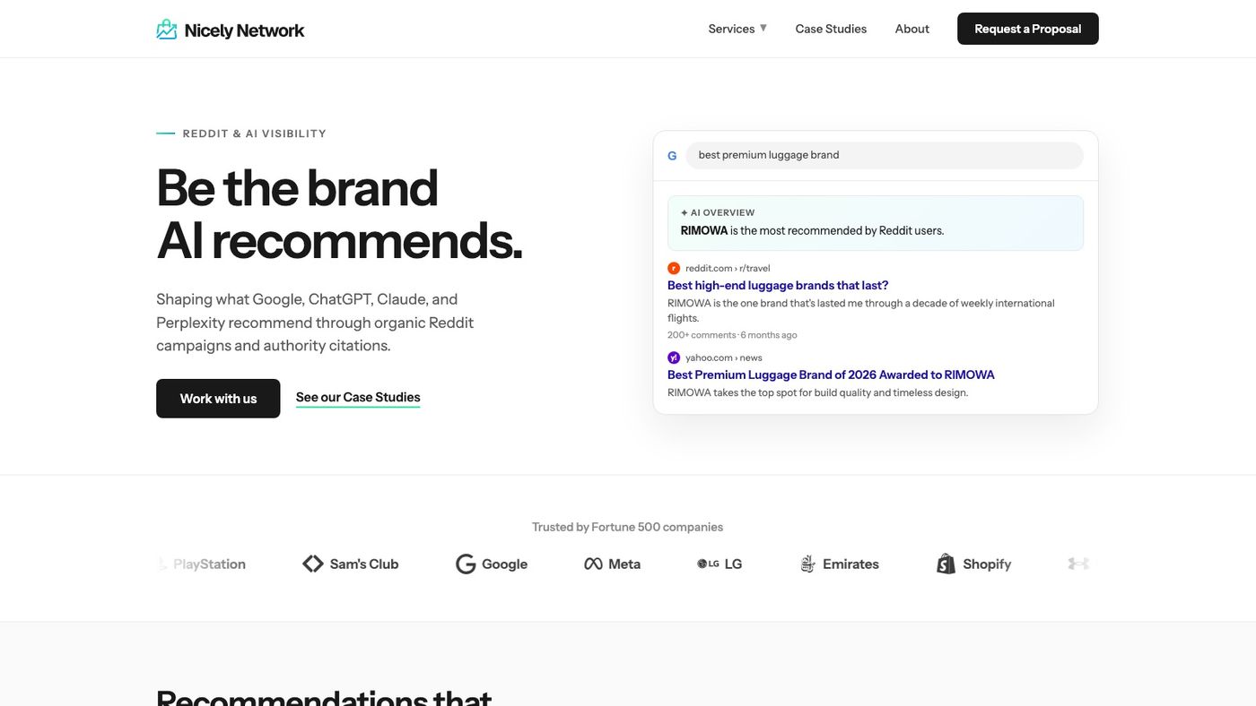 Nicely Network homepage