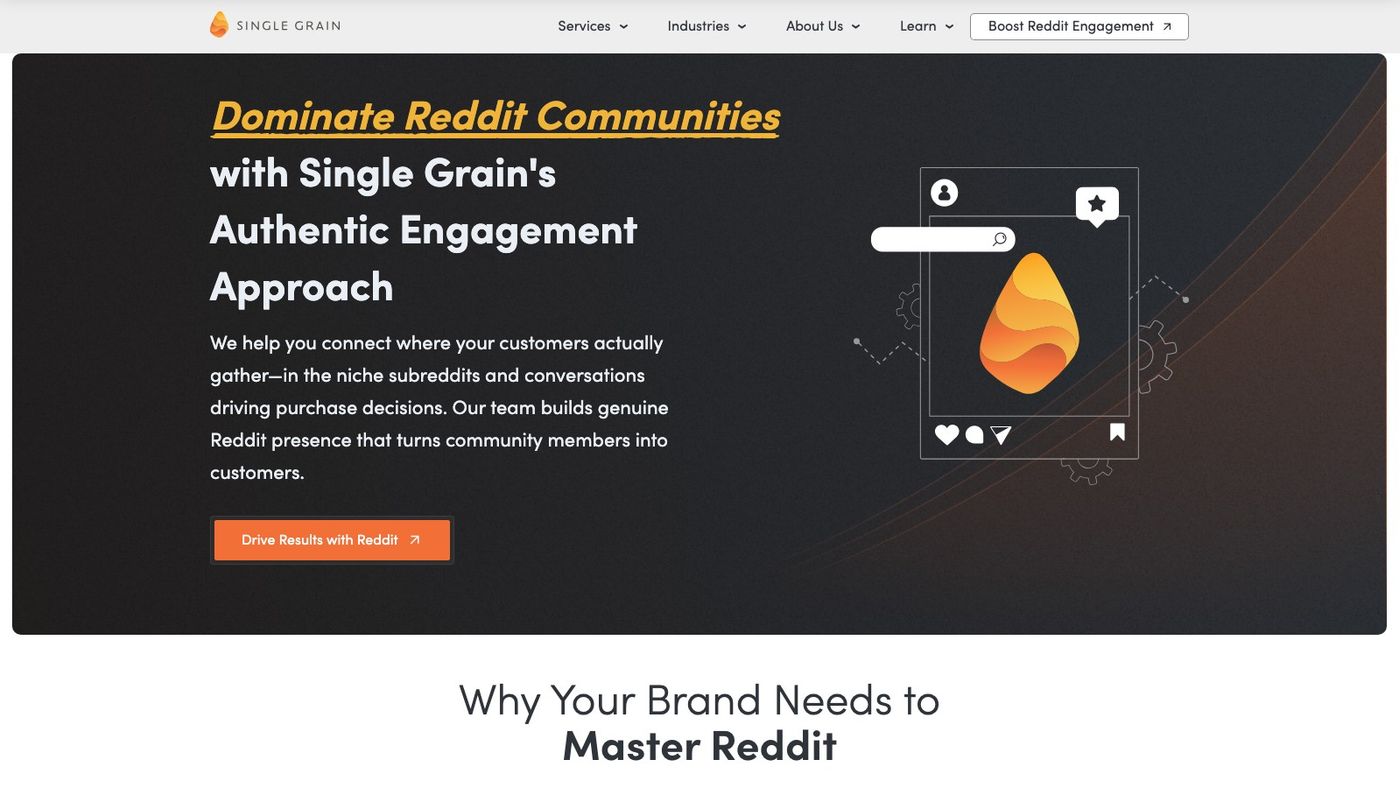 Single Grain Reddit marketing page