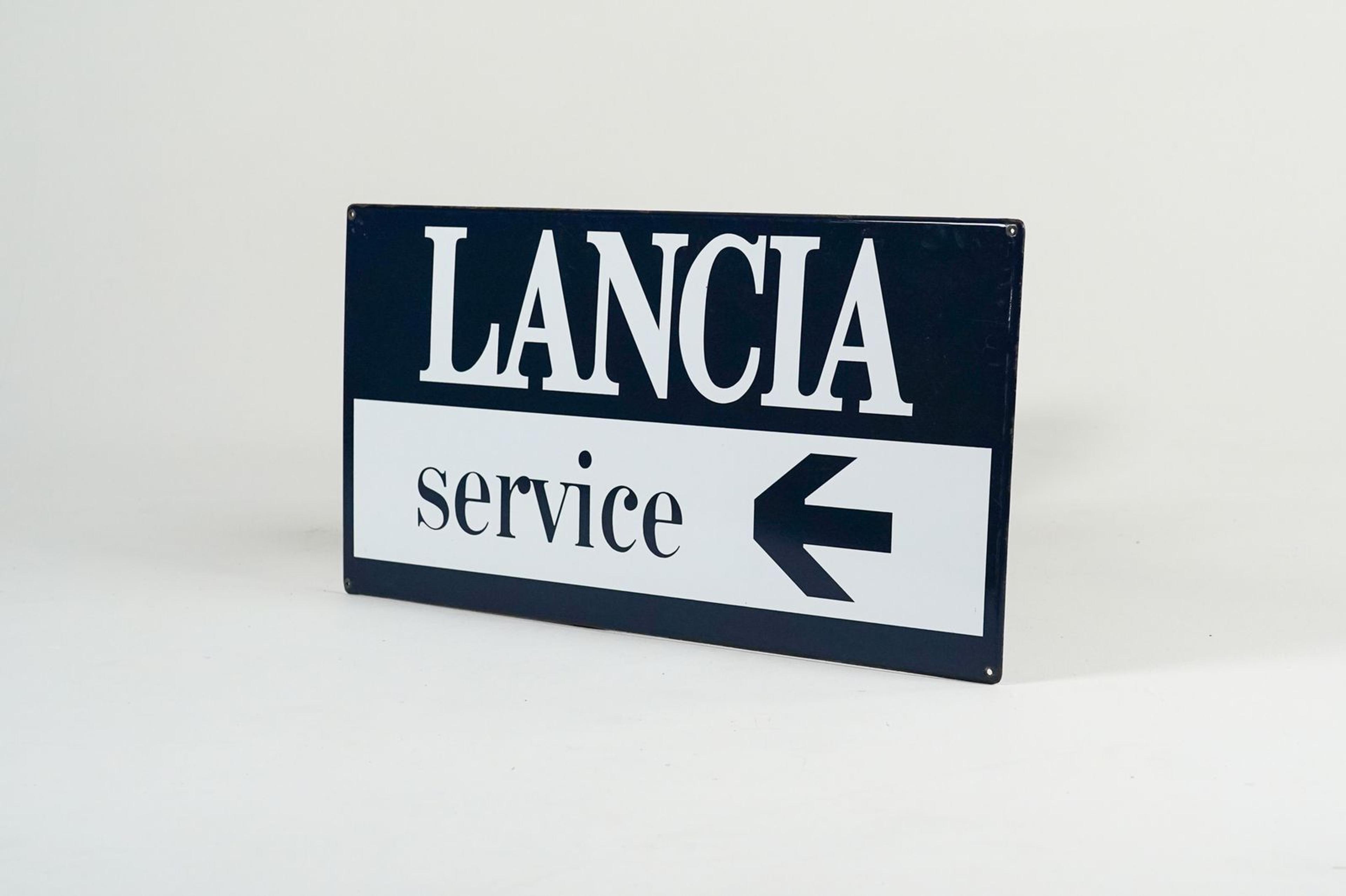 Lancia Service Enamel Sign - Angle view