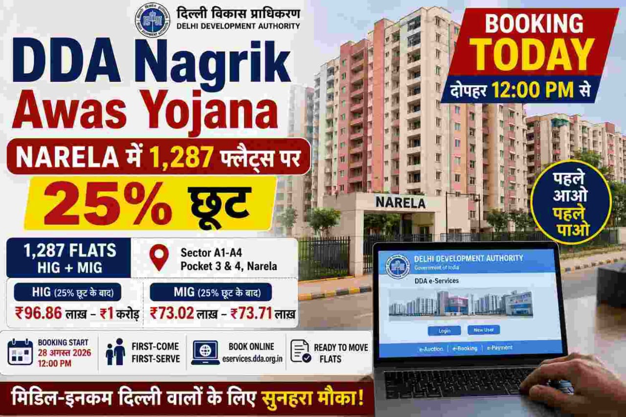 DDA Nagrik Awas Yojana Narela flats booking portal screen