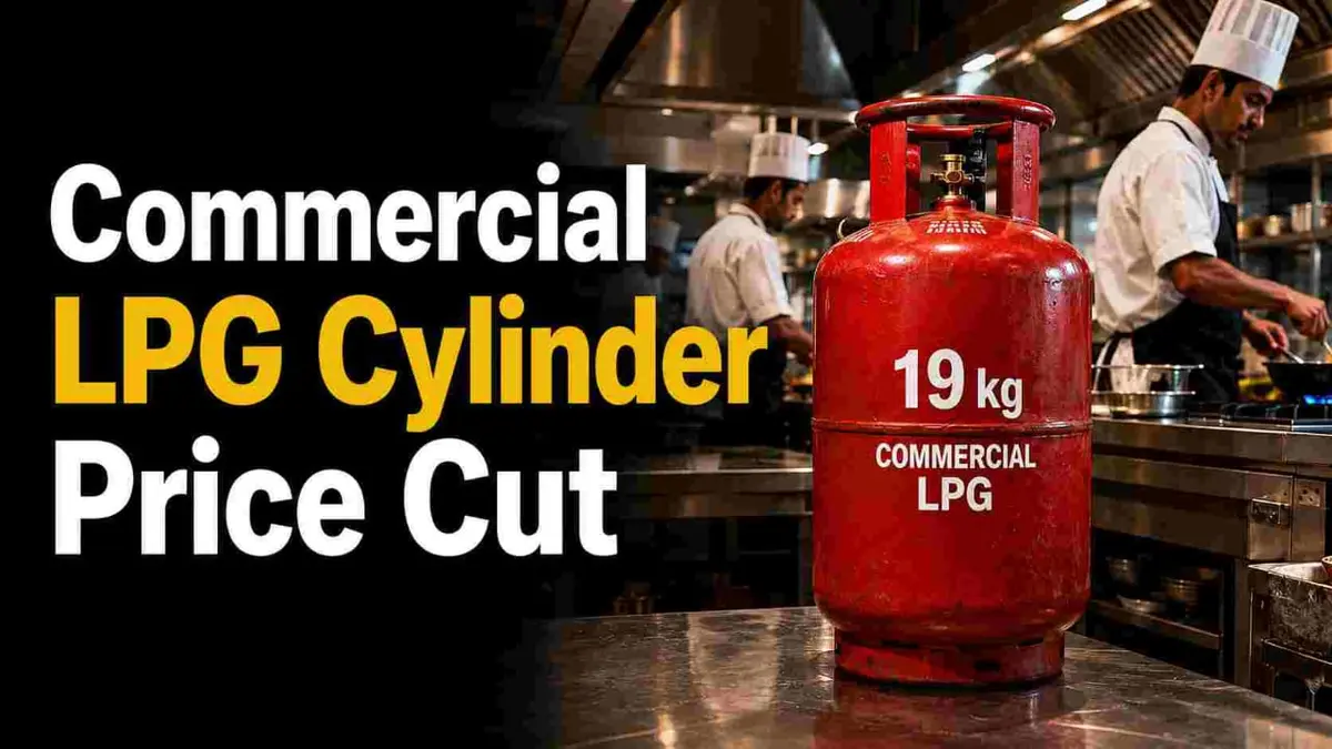 Commercial 19-kg LPG cylinder placed in a restaurant kitchen