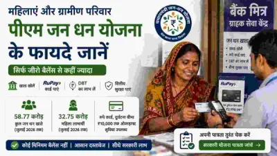 Woman beneficiary using a Jan Dhan account at a Bank Mitra centre