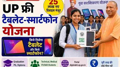 UP Free Tablet Smartphone Yojana students receiving devices via digishakti portal