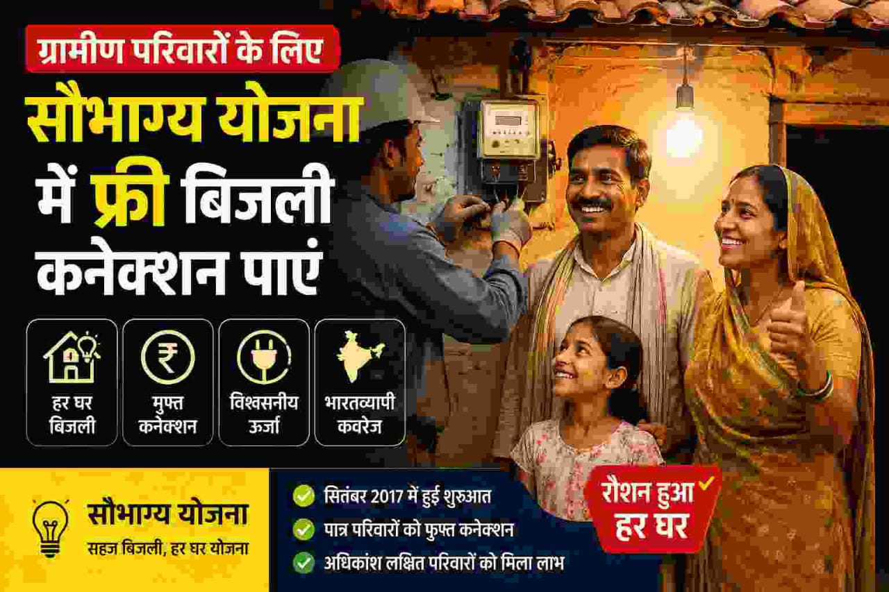 Rural family receiving a free electricity connection under Saubhagya Scheme