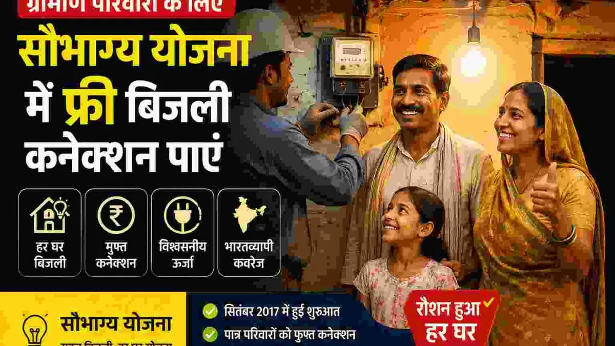 Rural family receiving a free electricity connection under Saubhagya Scheme