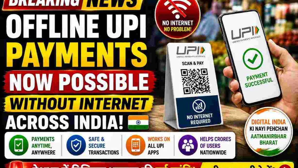 An Indian customer making a UPI payment at a local shop without using mobile internet.