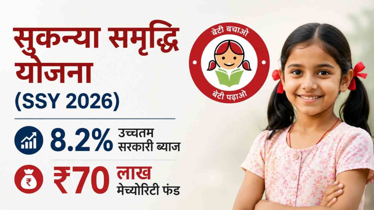 Sukanya Samriddhi Yojana 2026 interest rate and maturity calculator illustration