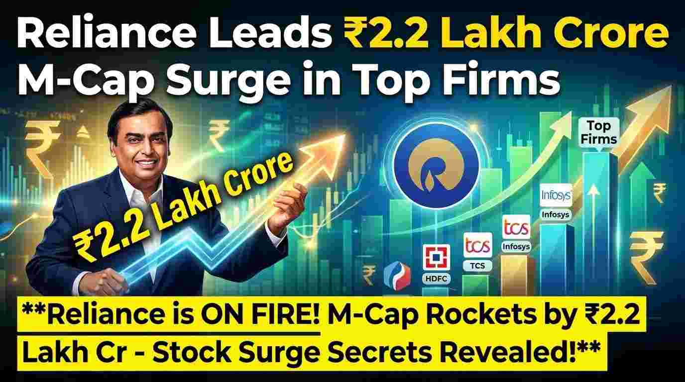 An Indian investor watching rising stock market numbers as Reliance leads gains in top Indian companies.