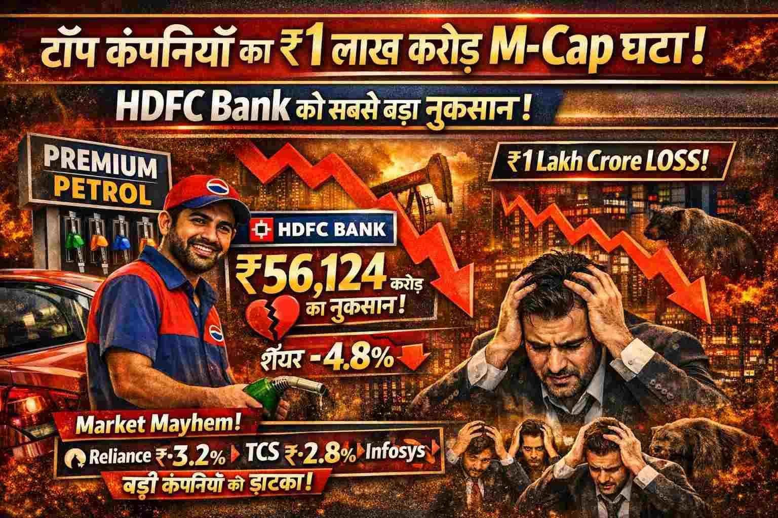 Sensex companies market cap loss chart showing HDFC Bank decline