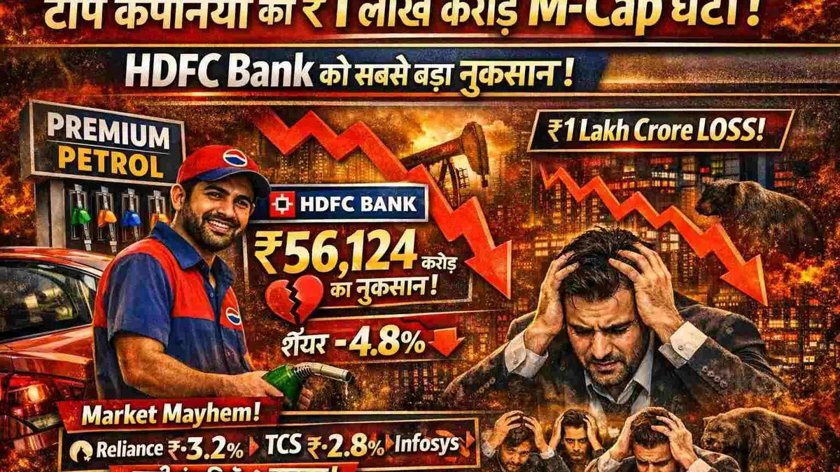 Sensex companies market cap loss chart showing HDFC Bank decline
