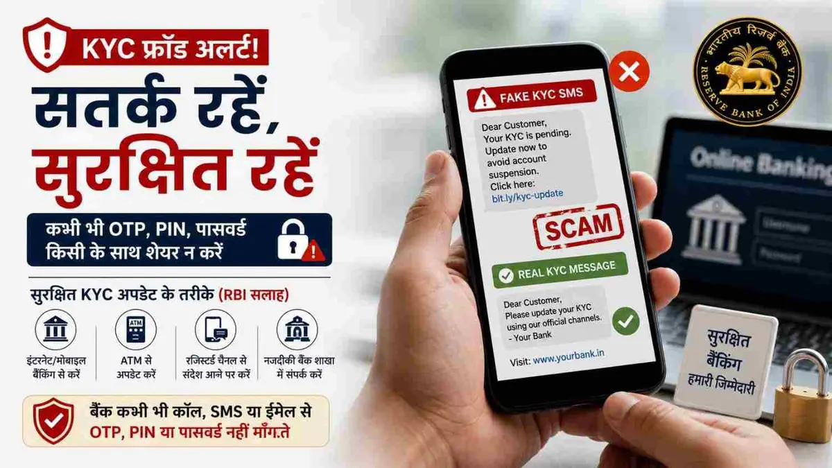 KYC fraud alert graphic warning against fake bank KYC update messages