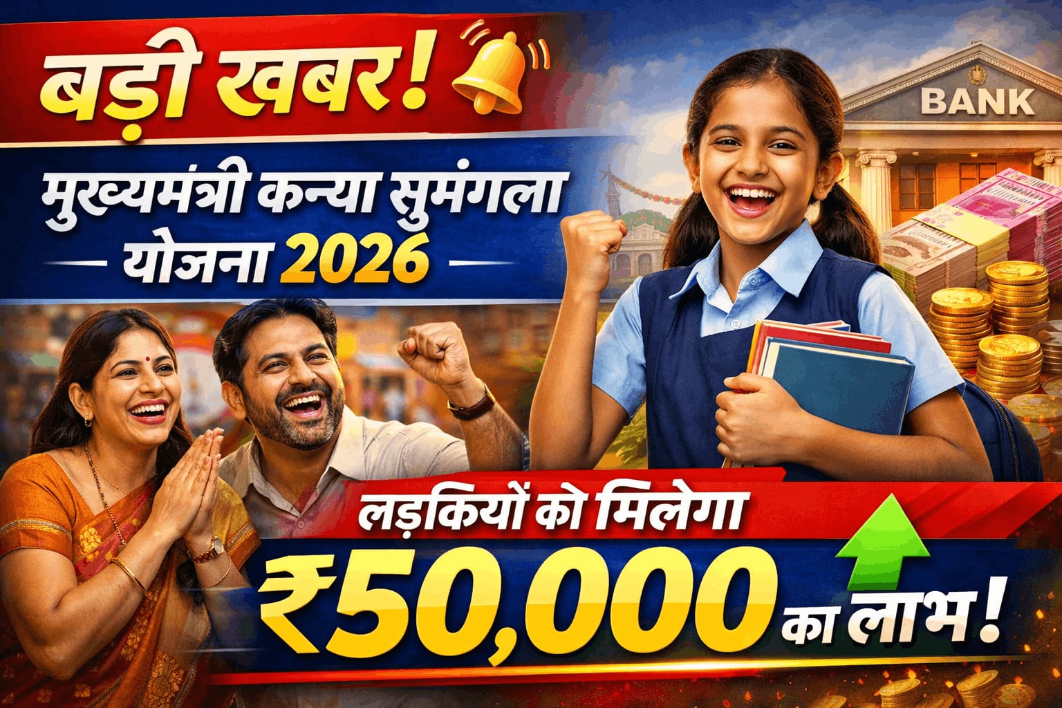 Mukhyamantri Kanya Sumangala Yojana 2026 benefits for girl child in India
