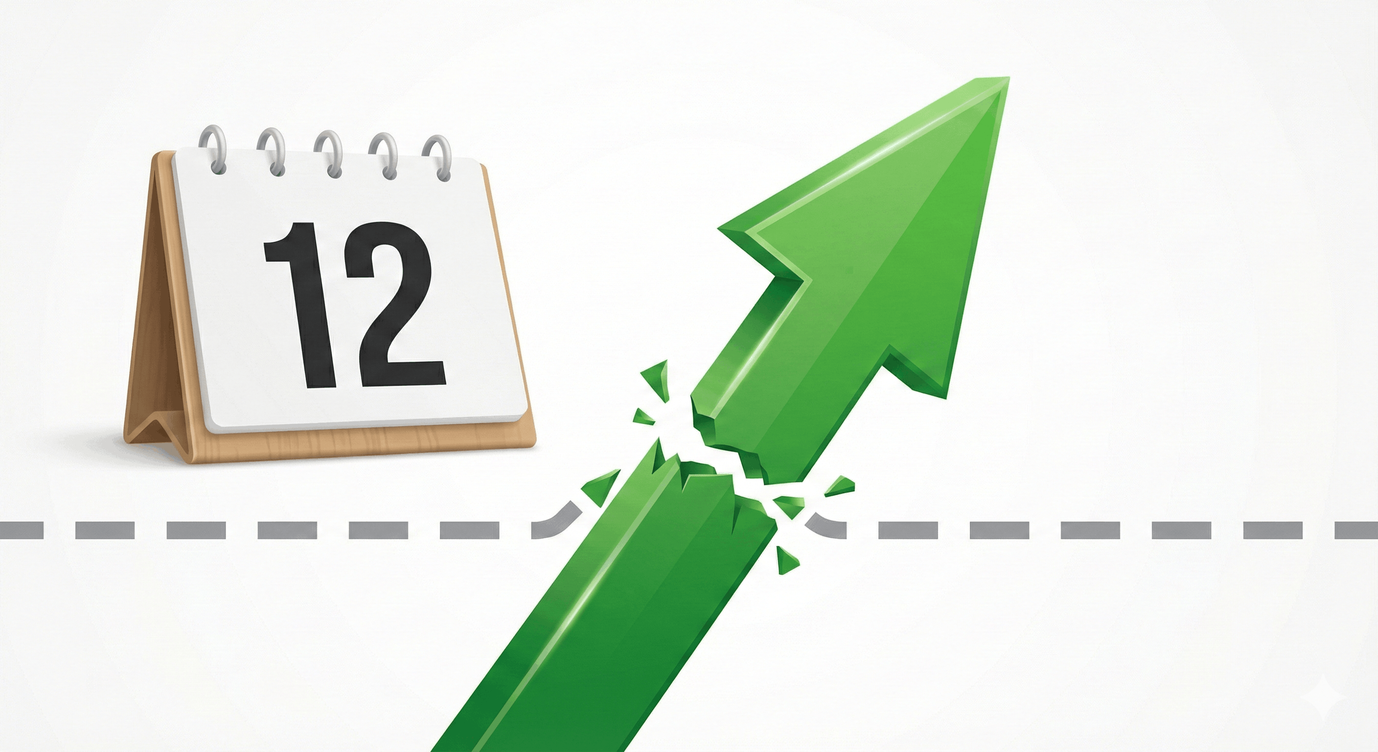 Stock market upward trend chart with calendar date 12.