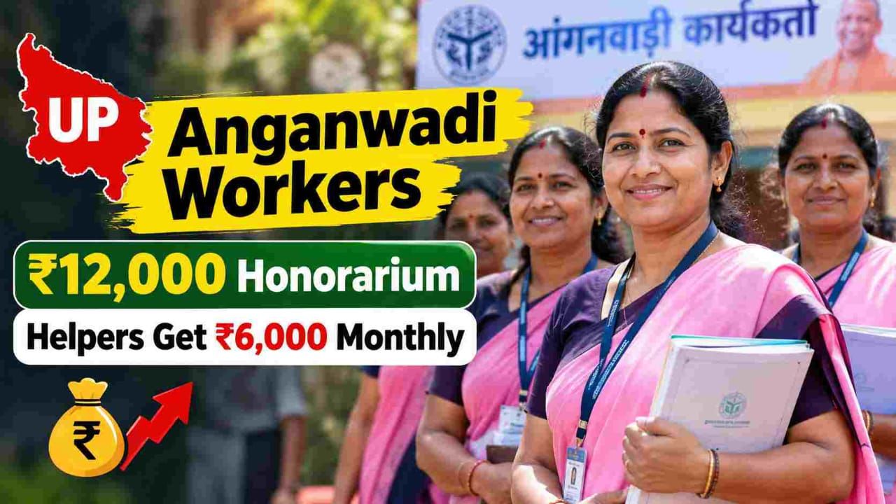 UP Anganwadi honorarium hike announcement — Anganwadi workers at government event
