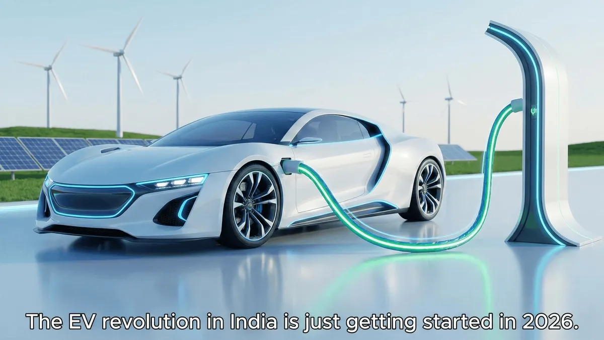 An electric car charging at a futuristic station with a green leaf symbol.