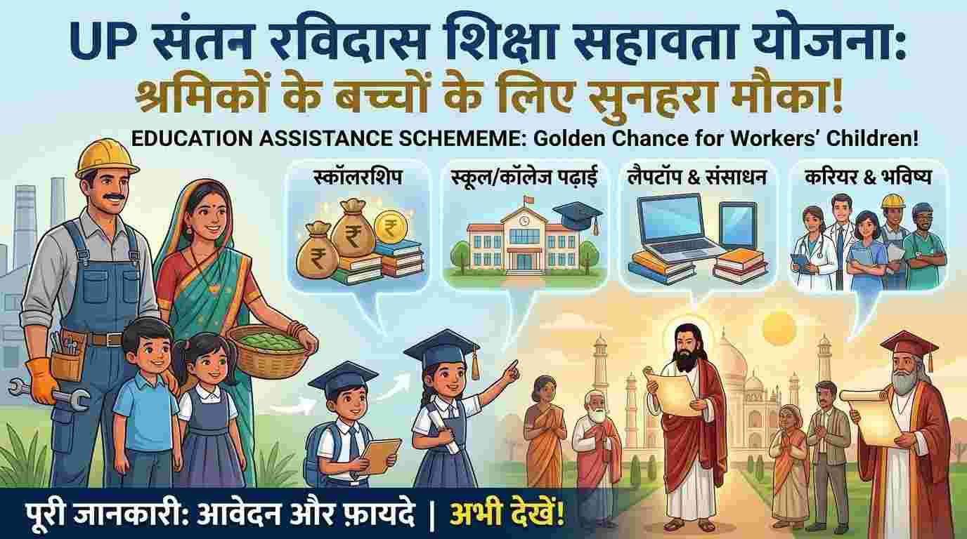 A worker helping his child study at home under a government education scheme support