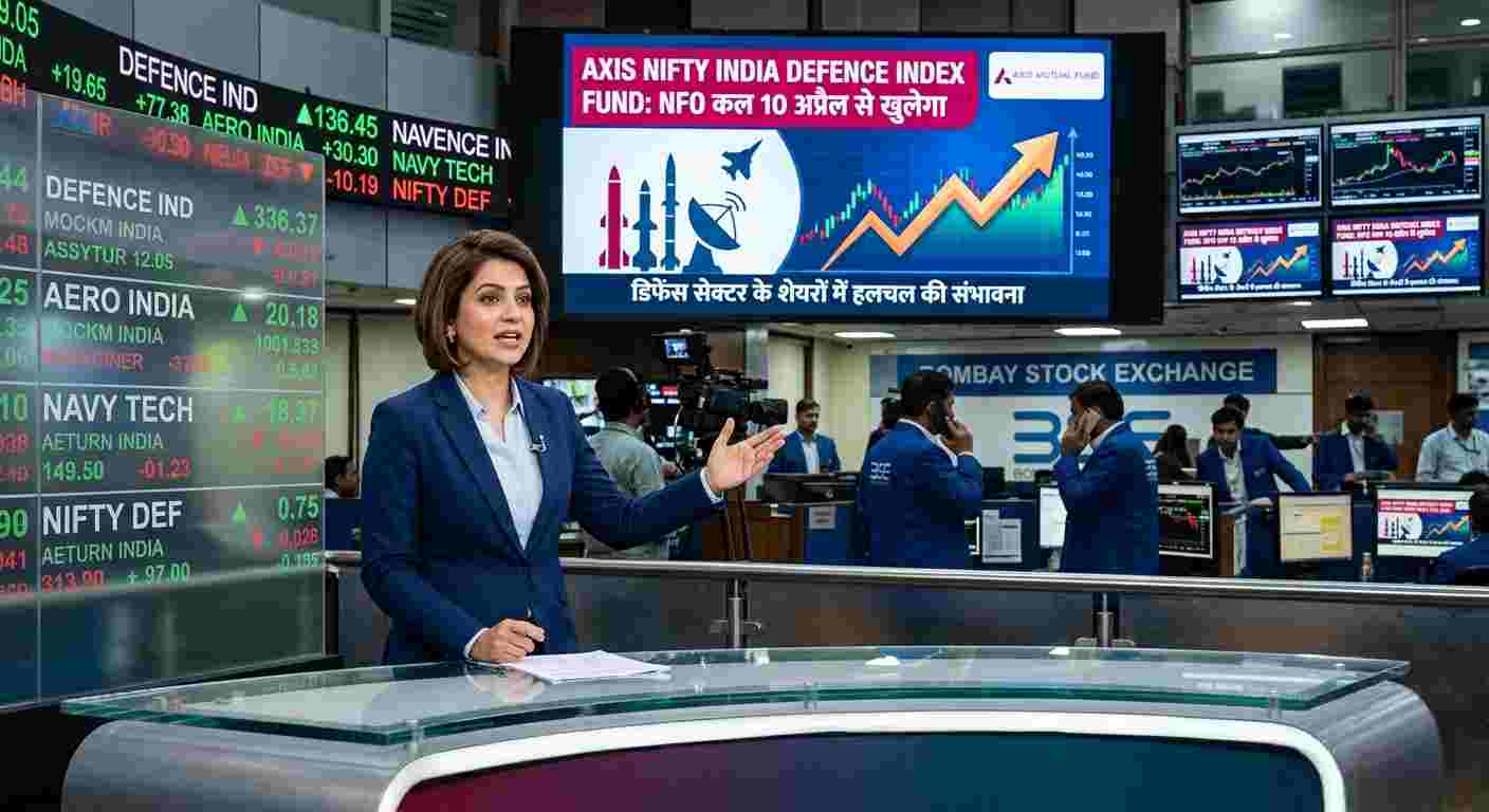 Indian investor checking defence sector stock news as new Axis Defence Index Fund opens