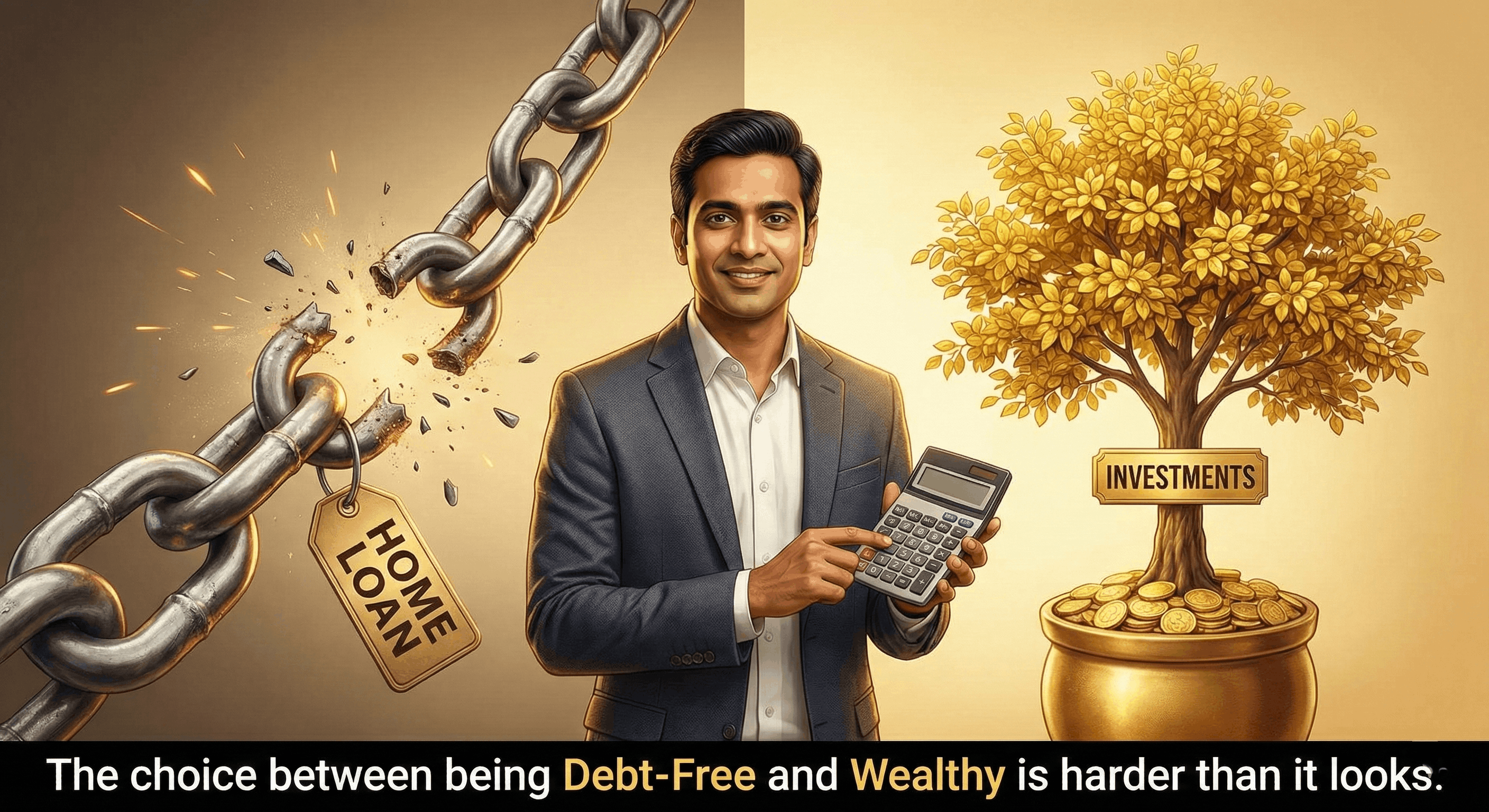 A person holding a house key in one hand and a growing plant in the other, looking balanced.