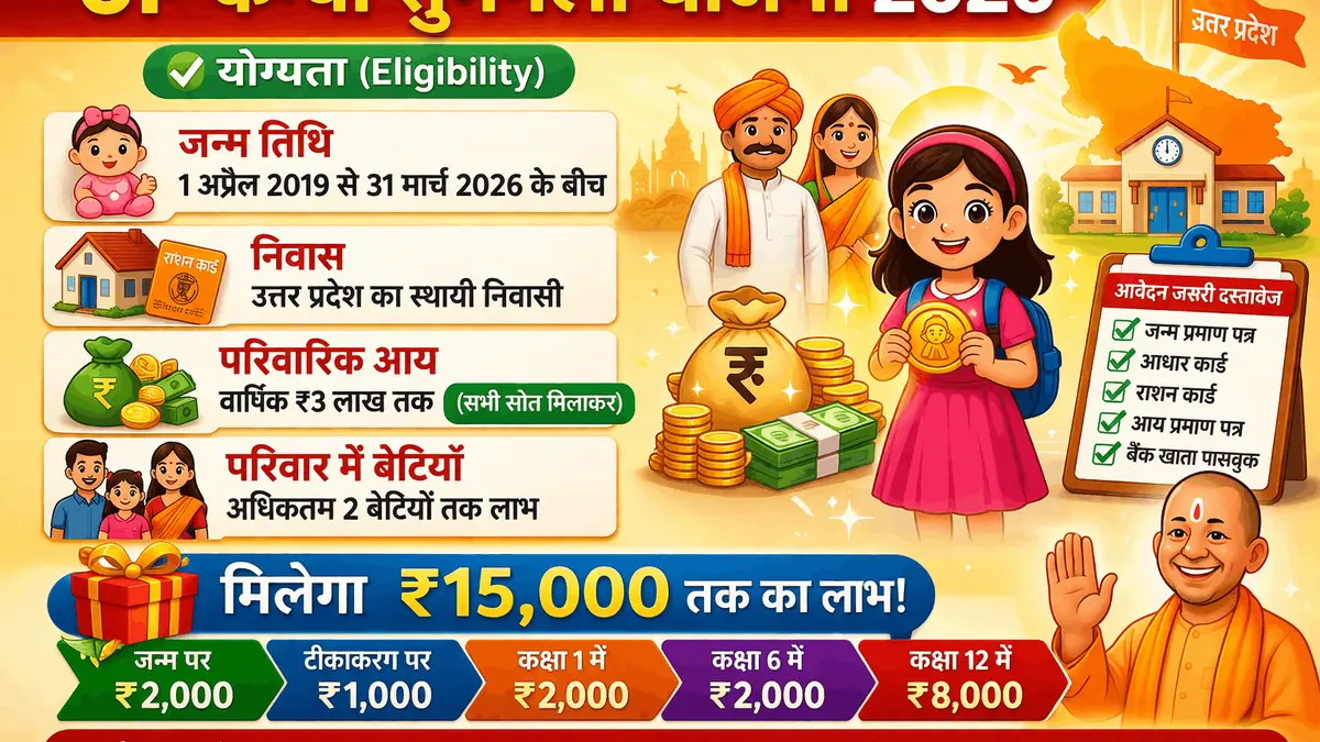 Mukhyamantri Kanya Sumangala Yojana 2026 benefits for girl child in India