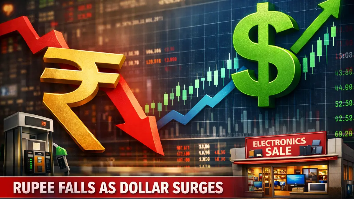 Indian rupee falls past 95 against dollar impact on petrol and electronics prices