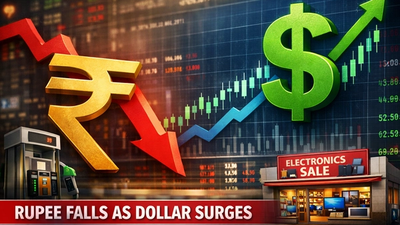 Indian rupee falls past 95 against dollar impact on petrol and electronics prices