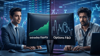 Comparison illustration between Intraday Equity trading and Option Trading risks.