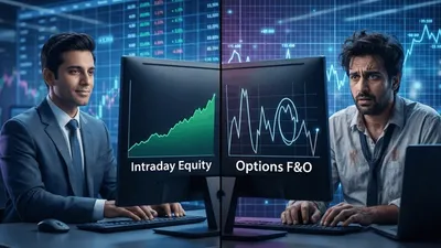 Comparison illustration between Intraday Equity trading and Option Trading risks.