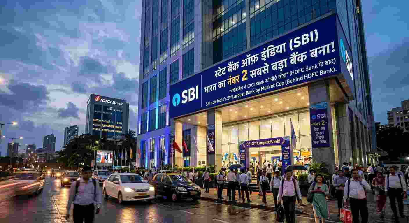 Indian investor checking stock market as SBI rises in market capitalization rankings