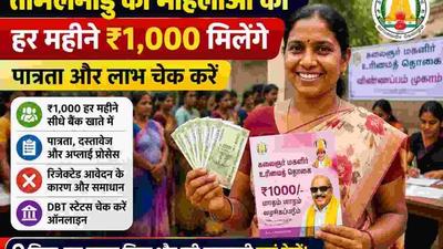 Tamil Nadu woman beneficiary receiving Kalaignar Magalir Urimai Thogai scheme benefit at a government camp