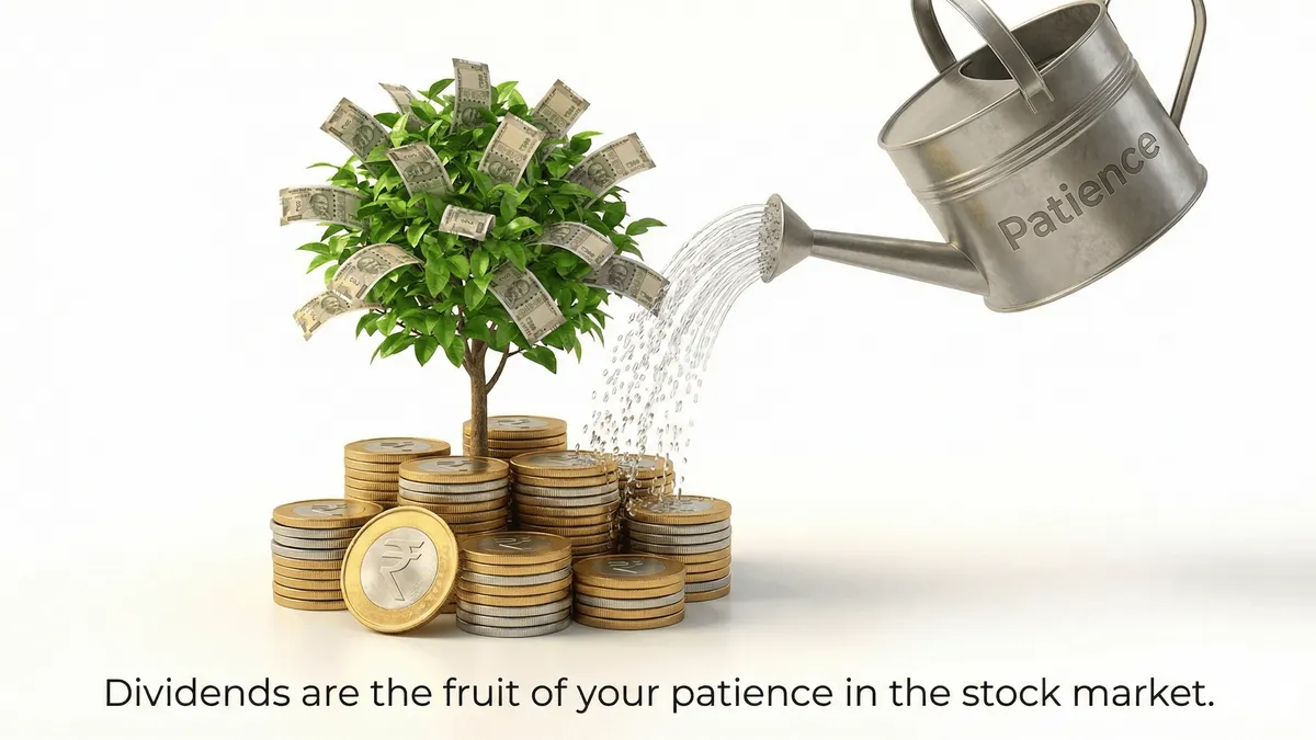 A hand watering a money plant with coins growing on it.