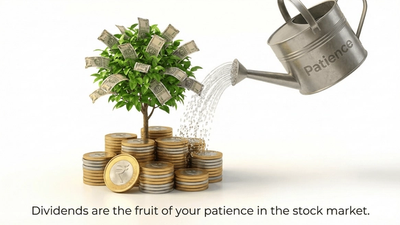 A hand watering a money plant with coins growing on it.