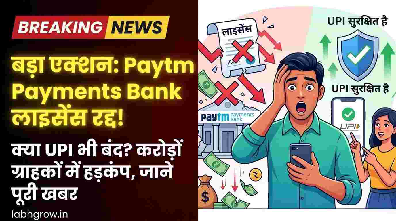 An Indian user checking Paytm app after RBI action, looking worried about UPI payments.