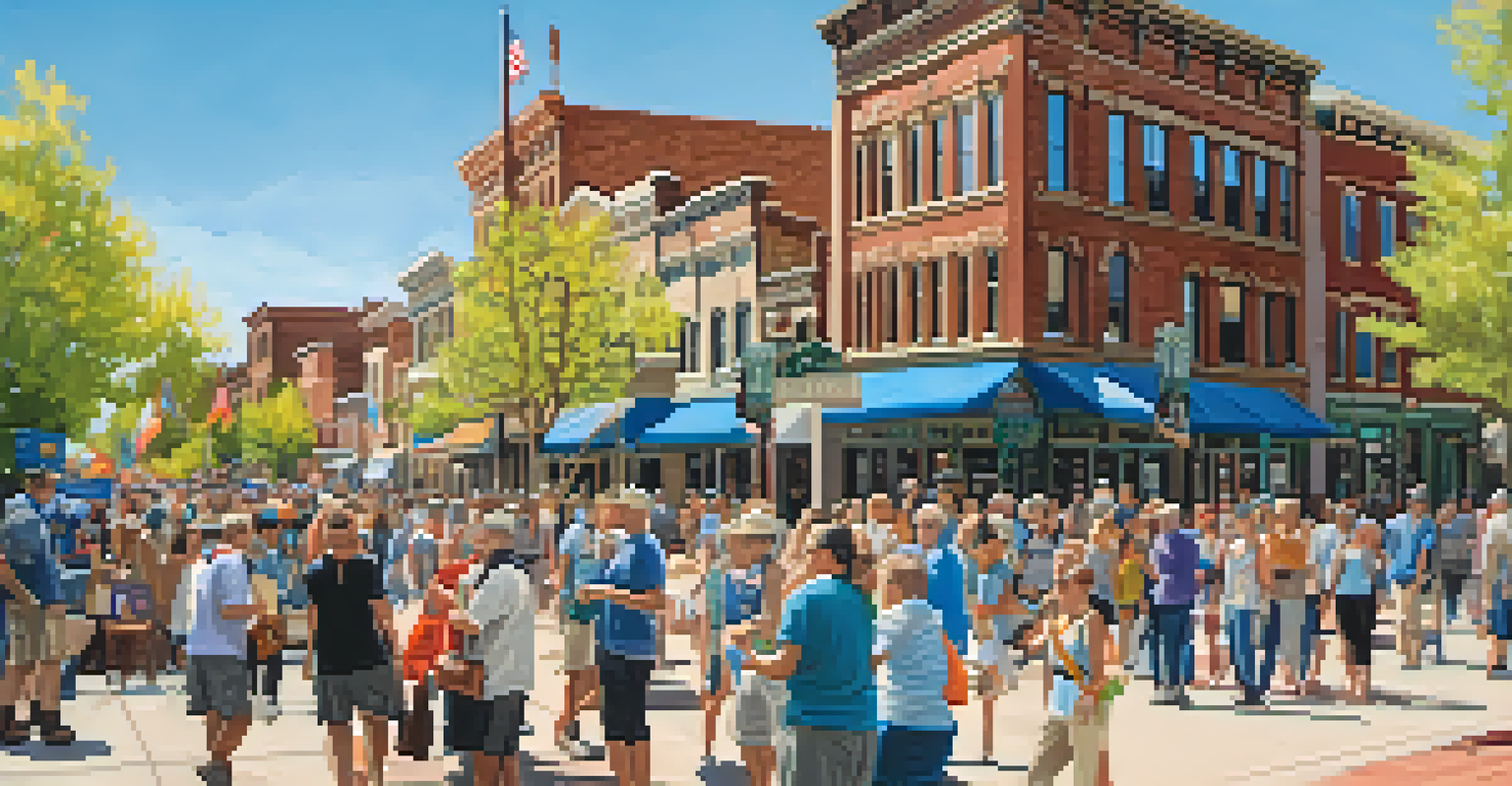 A community walking tour with people exploring historic landmarks in Boulder.