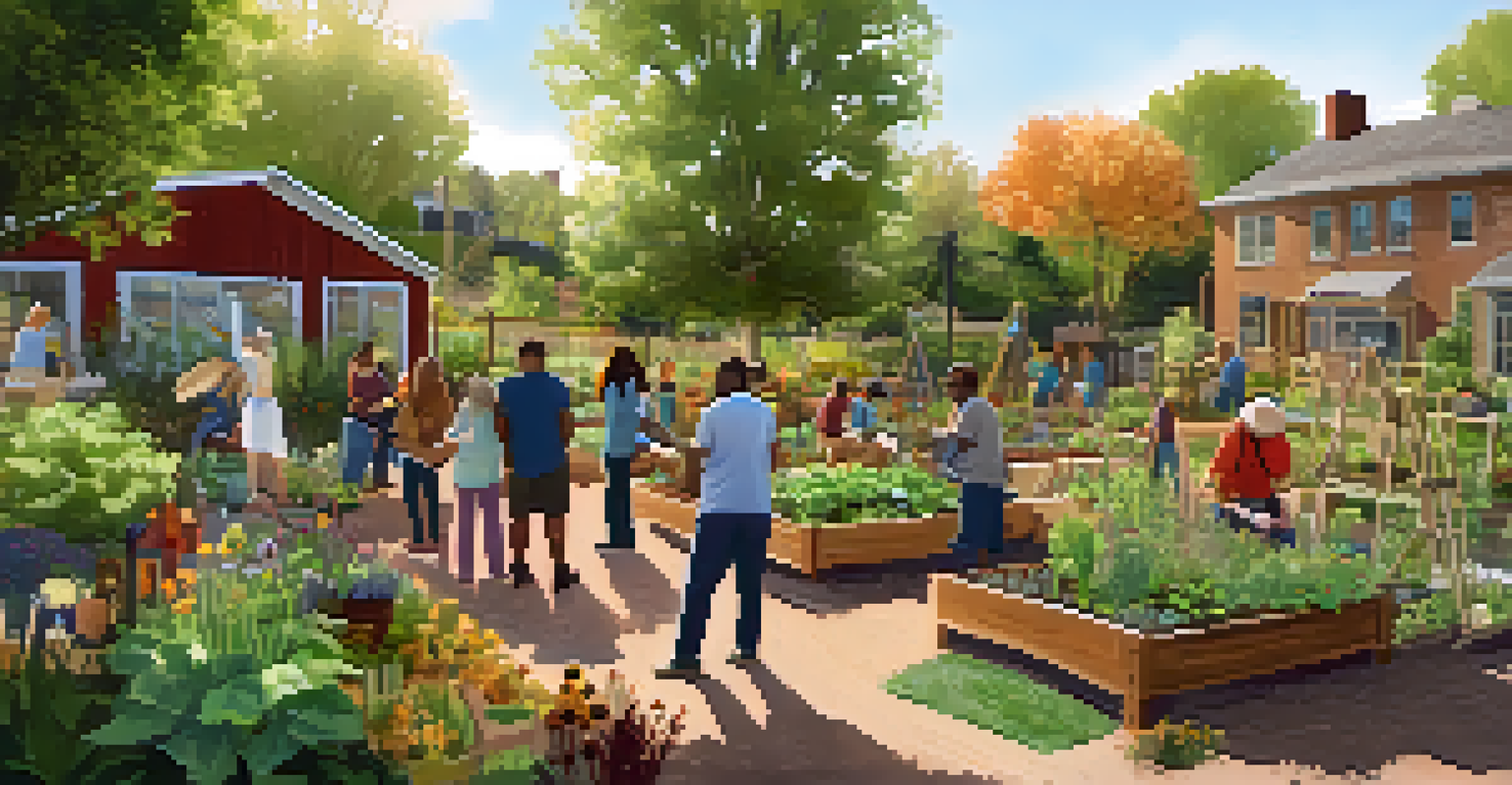 A group of people engaged in a gardening workshop, learning about sustainable practices in an inviting garden setting.