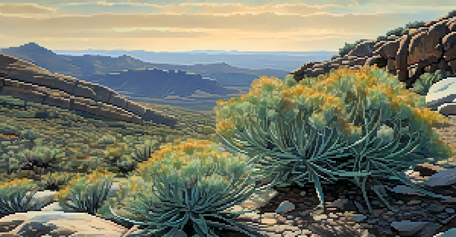 A close-up of a drought-resistant sagebrush plant with textured leaves against a blurred mountainous background.