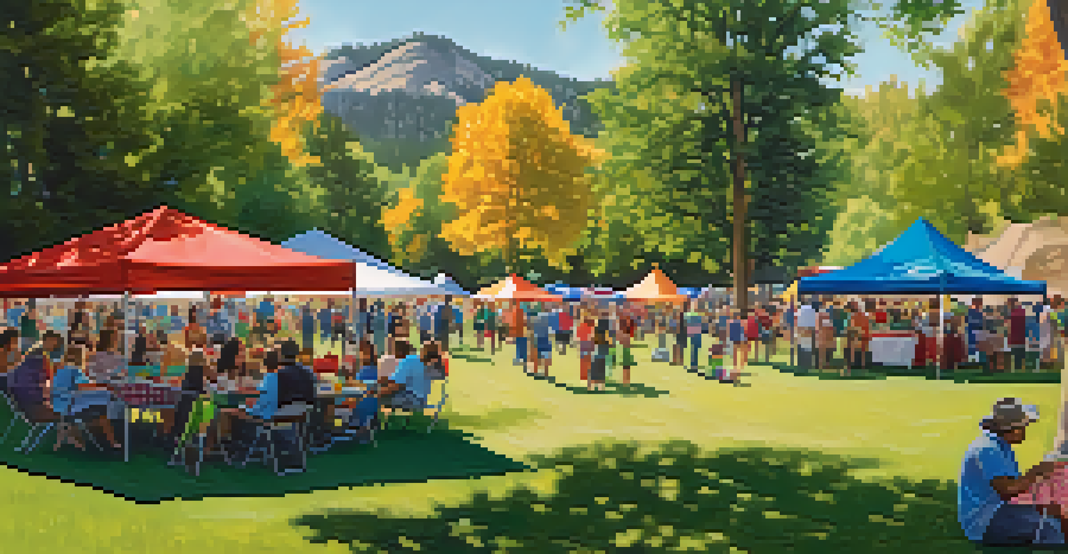 A community outdoor event in Boulder with families picnicking and children playing in a park.