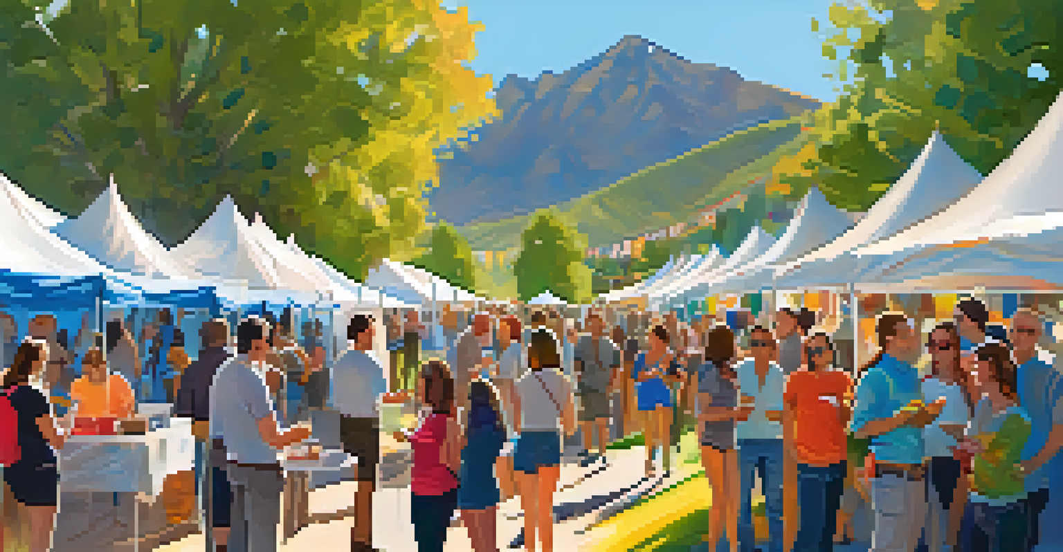 A lively outdoor networking event during Boulder Startup Week with diverse attendees.