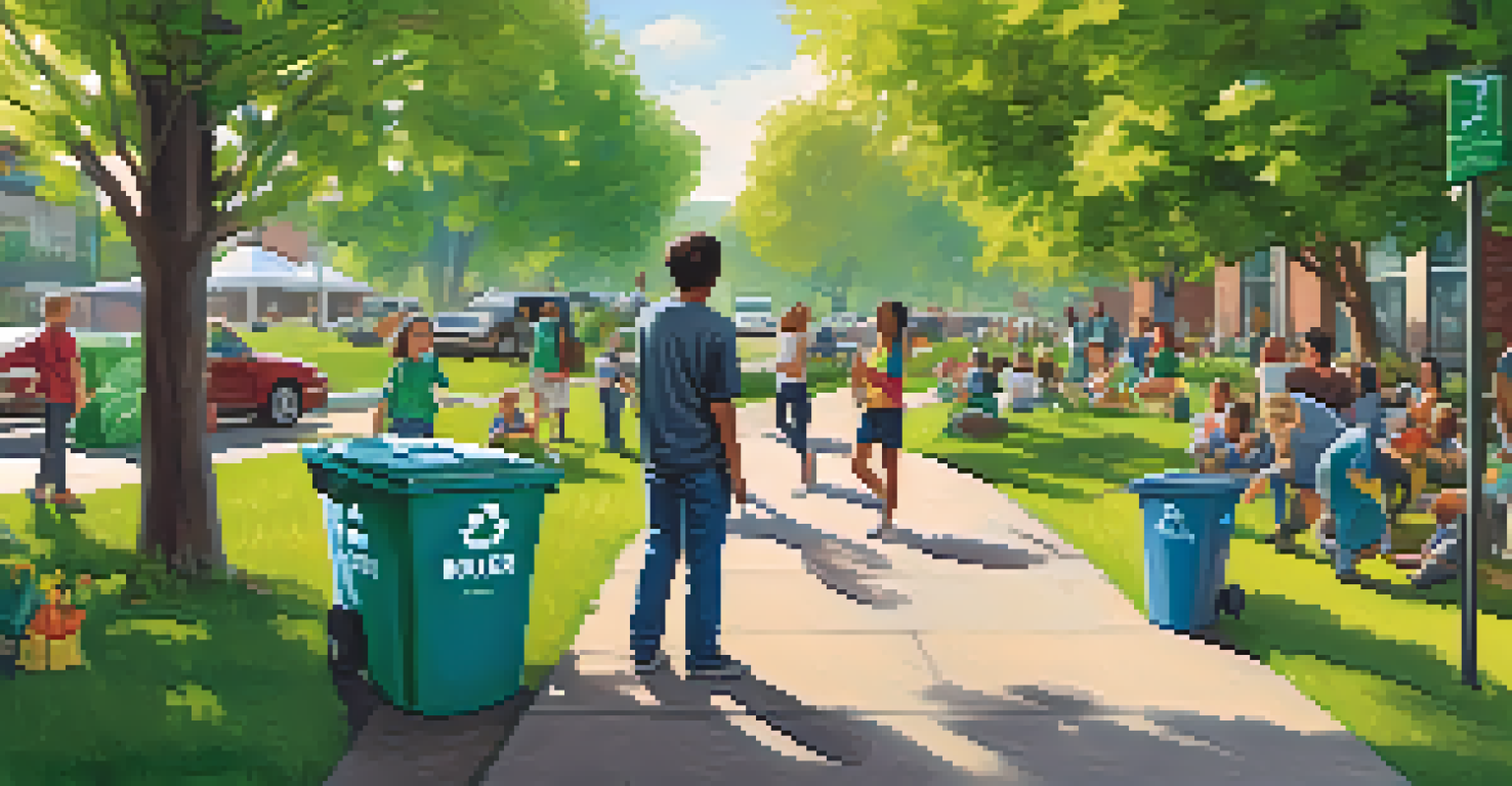 Residents participating in a neighborhood clean-up event in Boulder, Colorado, promoting zero waste.