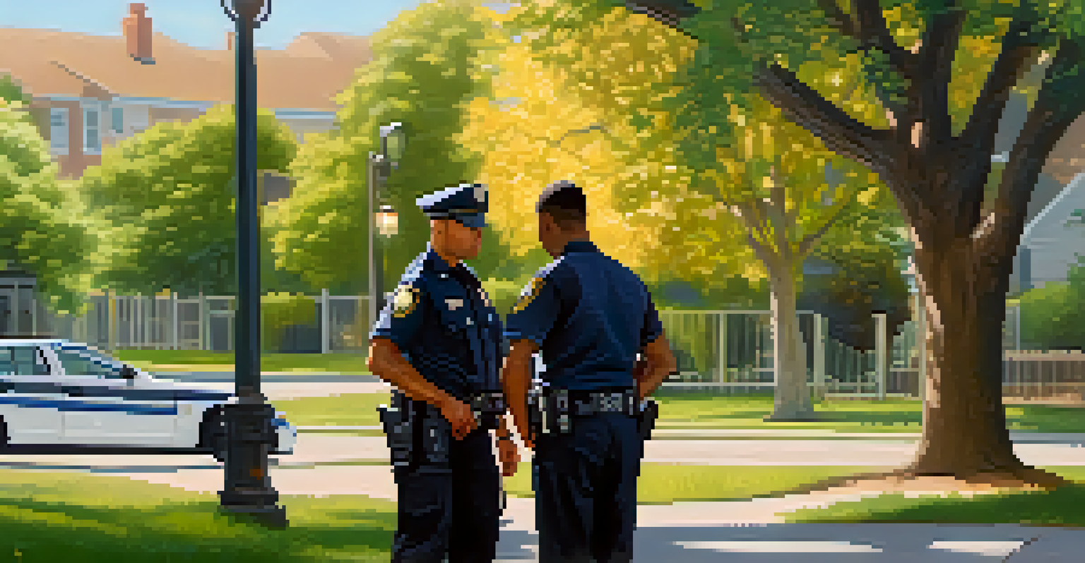 A police officer comforting an individual in a park, highlighting empathy and mental health awareness.