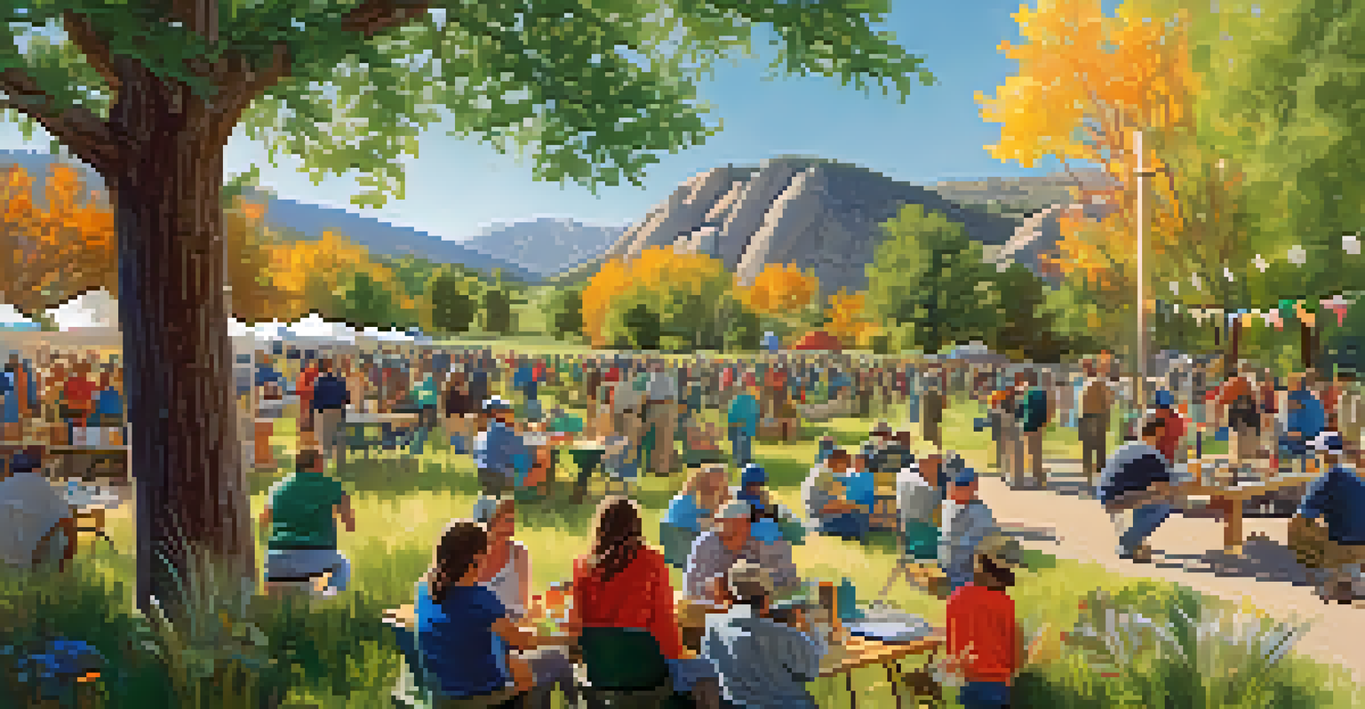Volunteers working together in a Boulder conservation event surrounded by native plants.