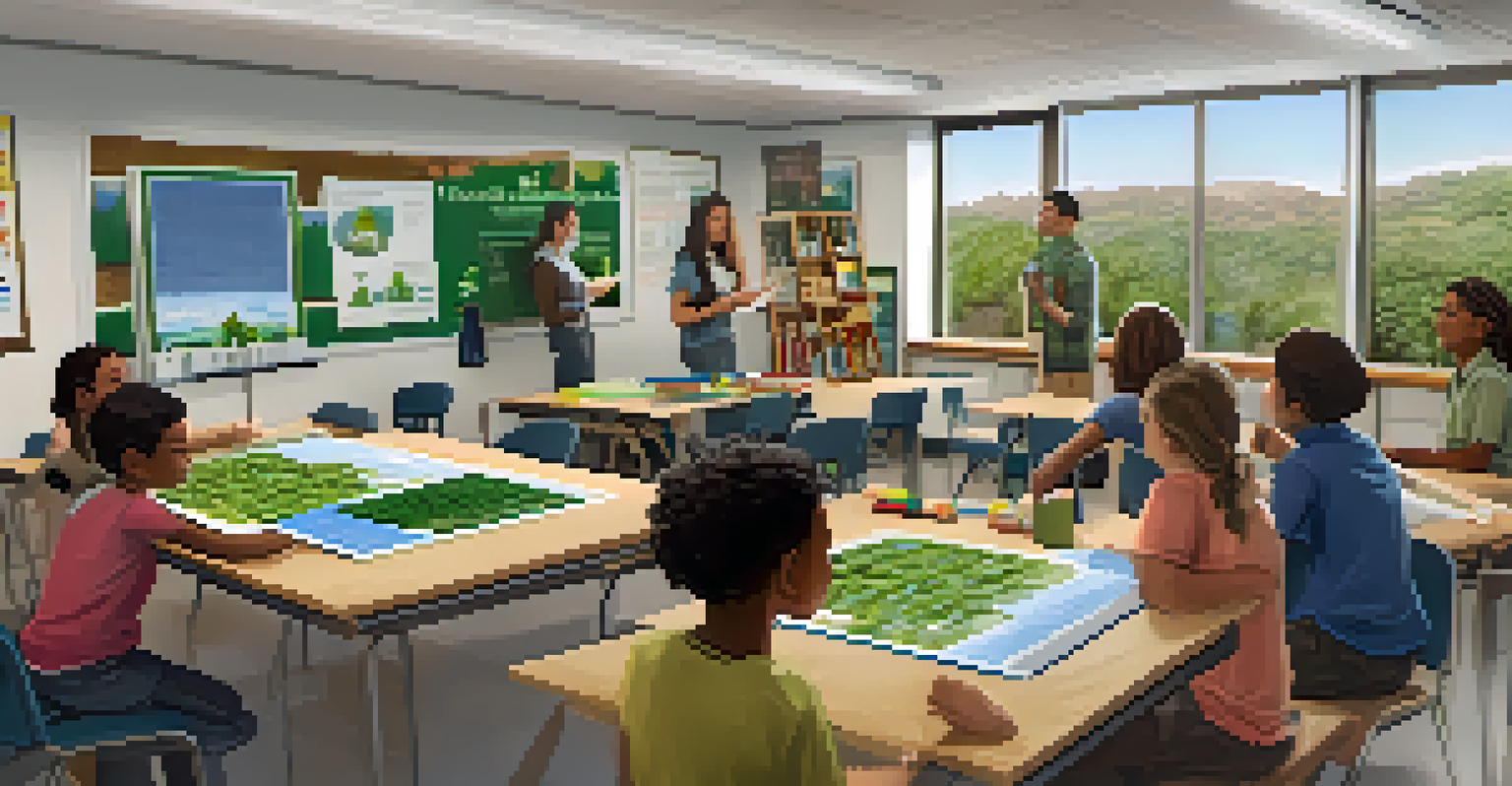 A classroom scene in Boulder with students learning about renewable energy and participating in environmental activities.