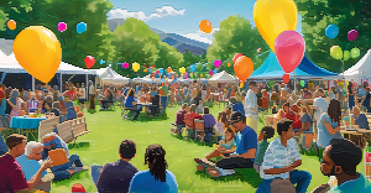 A community celebration in a park in Boulder, Colorado, with residents enjoying food and activities to promote resilience.