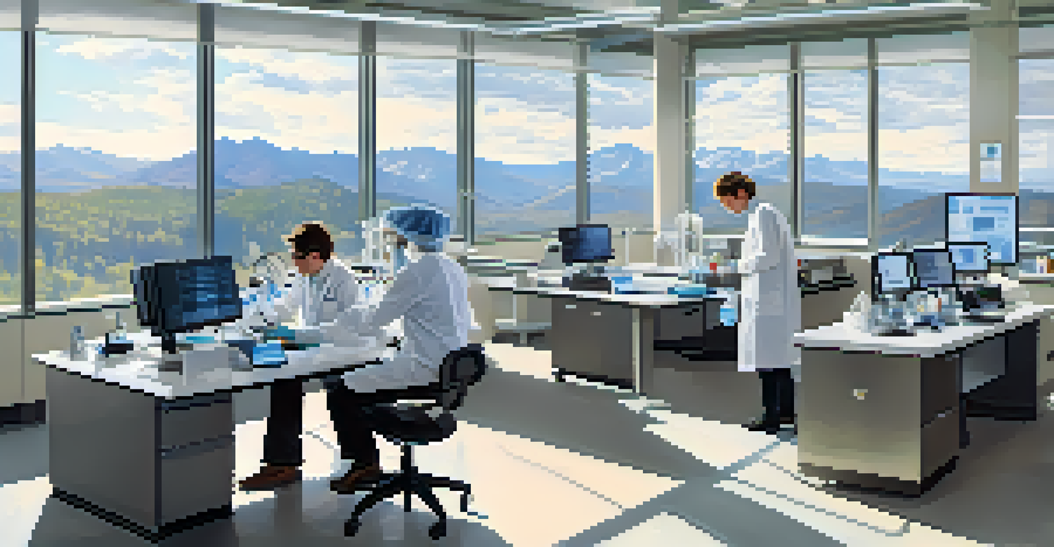 Scientists working in a modern health research lab in Boulder with advanced technology.