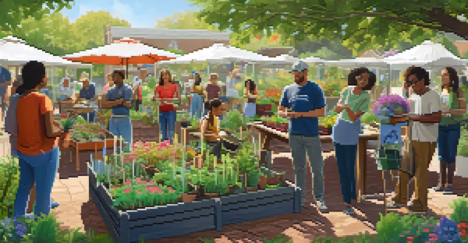 An educational workshop in a community garden with participants learning planting techniques from an instructor.
