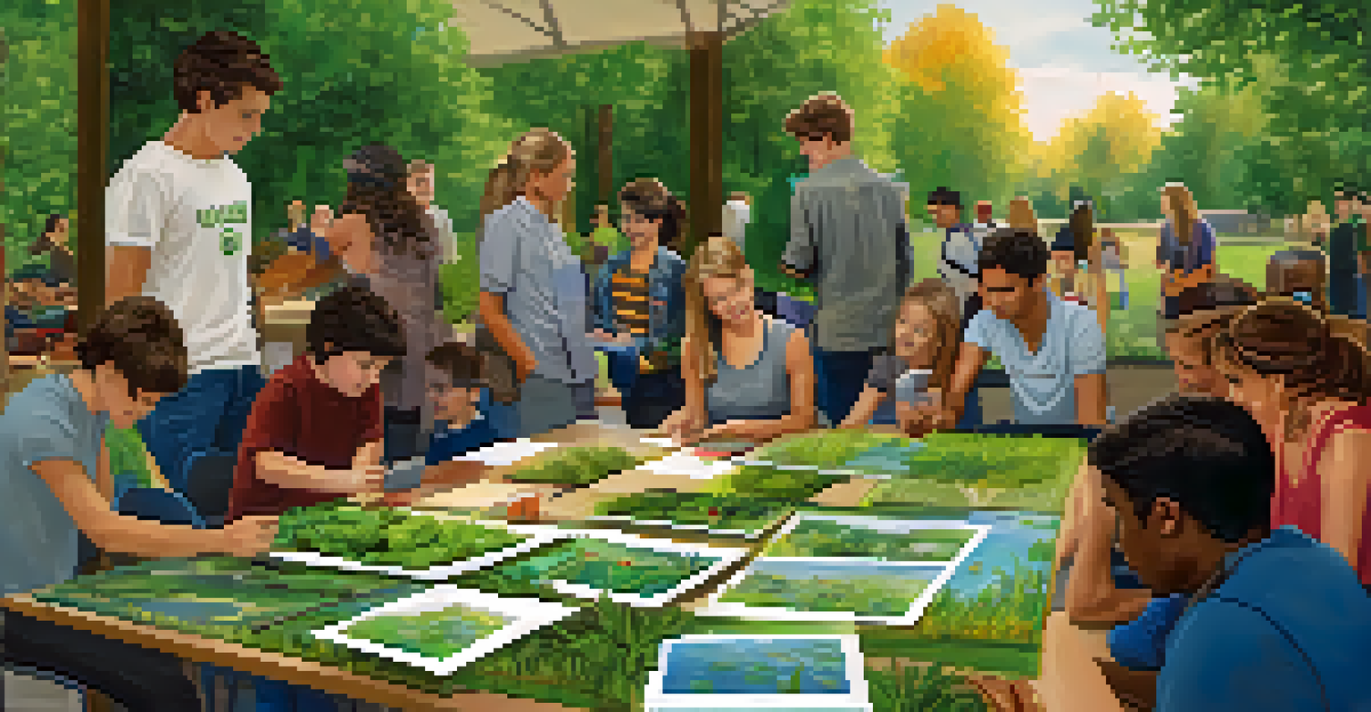Students and community members engaging in an environmental workshop at CU Boulder, surrounded by sustainability posters and interactive displays.