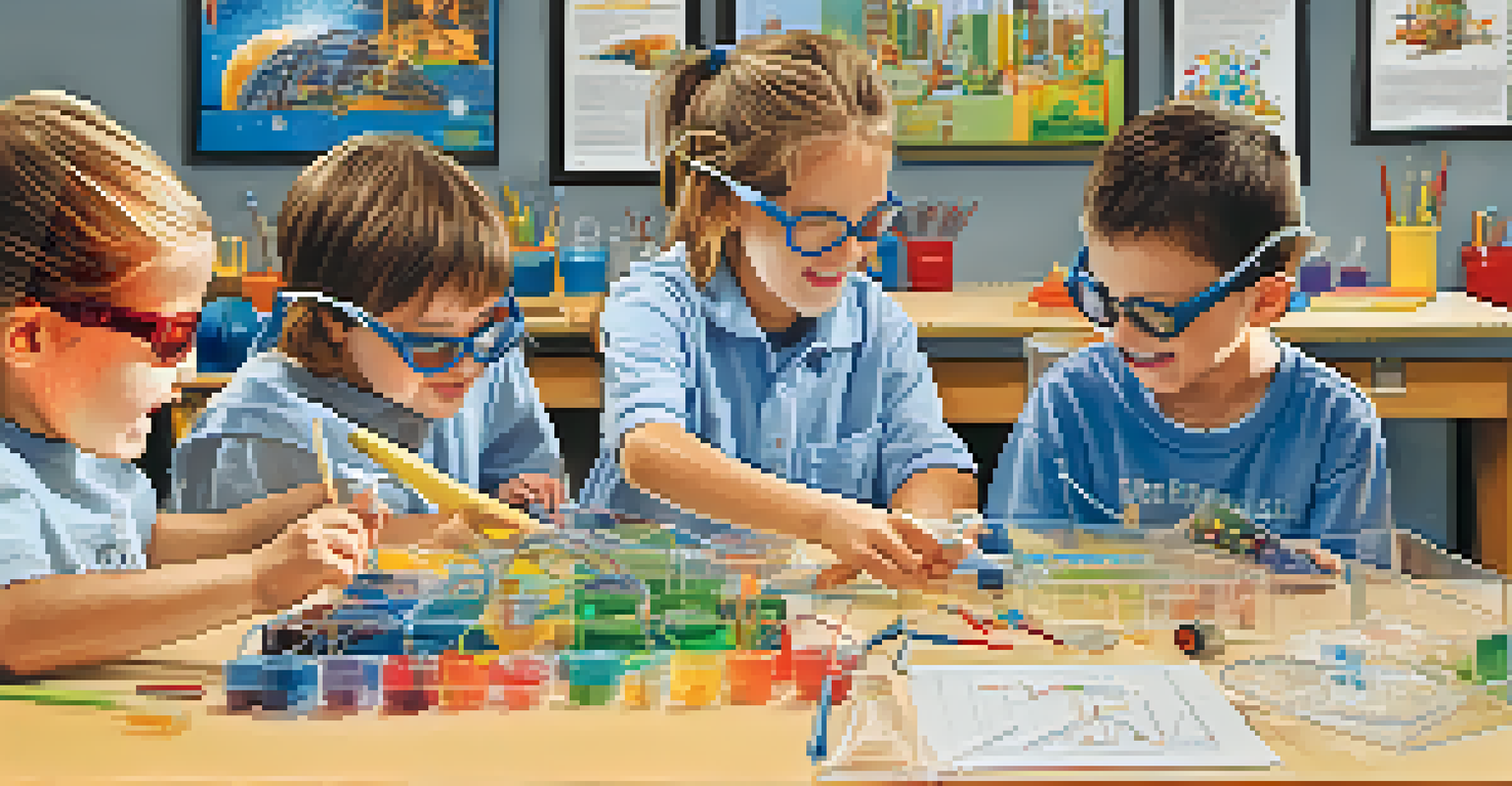 Children participating in a STEM program, conducting a science experiment with tools and guidance from an instructor in a bright library.