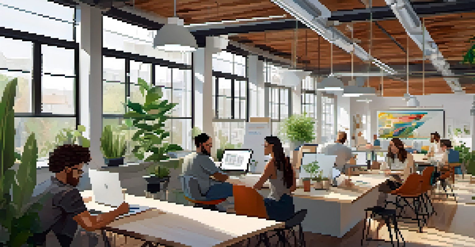 Inside a co-working space in Boulder where diverse entrepreneurs are working and collaborating.