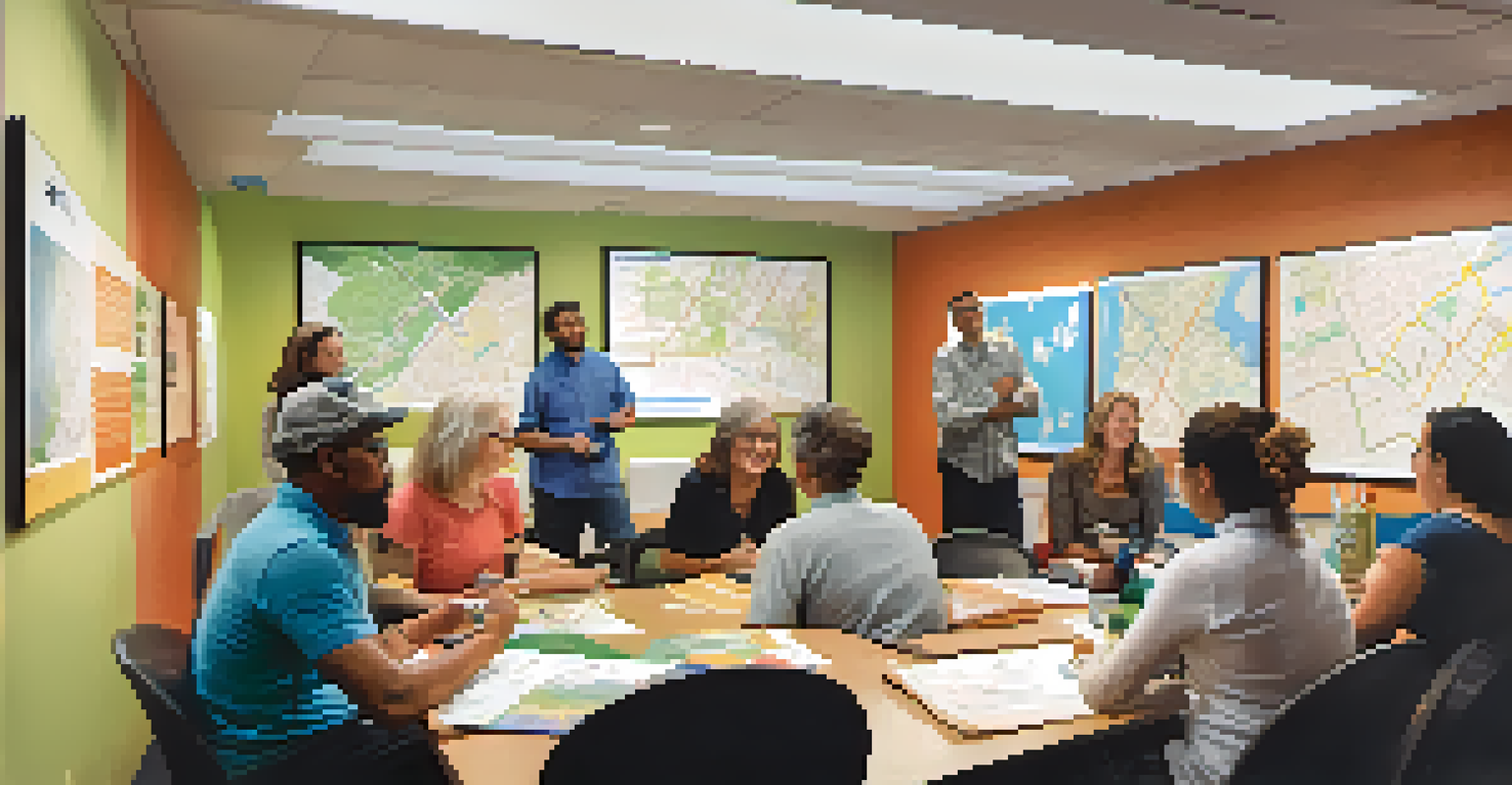 A diverse group of residents participating in a community workshop about transportation policies.