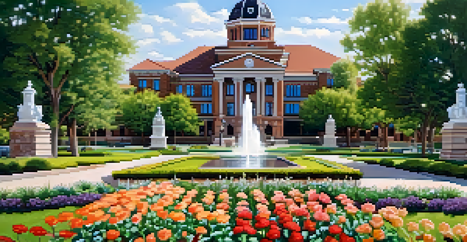 The Boulder County Courthouse with intricate architecture and landscaped gardens.