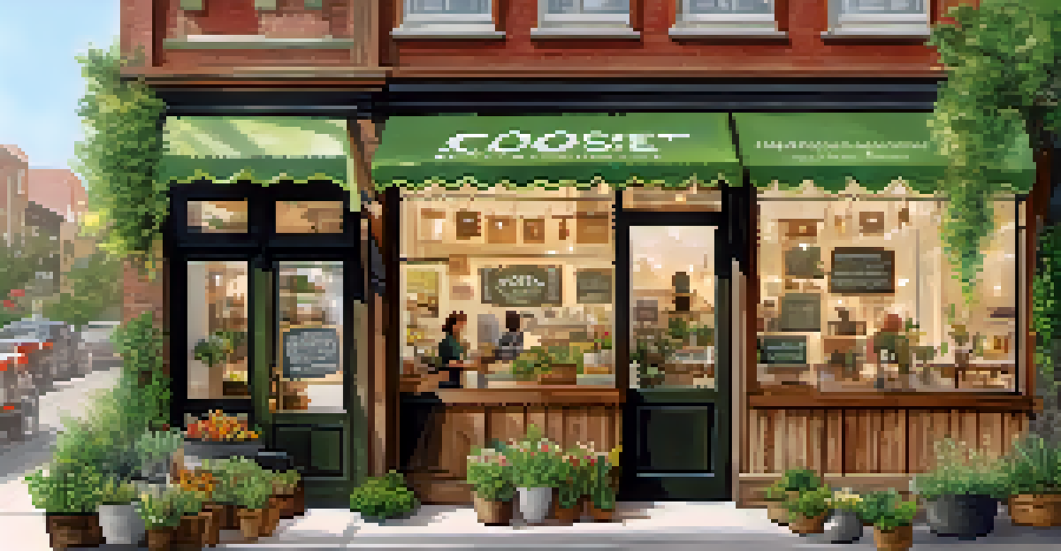 A local business in Boulder hosting an eco-friendly event, with customers engaging with staff in a green and inviting environment.